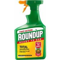 Roundup Fast Action Glyphosate Weed Killer Spray 1L, green bottle with orange trigger and red label accents.