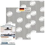 Shoxfords cooker hood filter pack, black and white striped design, German flag, saturation indicator, cut-to-size sheets.