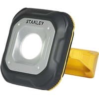 Black and yellow Stanley magnetic portable rechargeable worklight with a square frame and central LED light.
