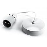 White Status ceiling pendant light fitting with 6-inch bayonet, pre-wired cord grip, and round base.