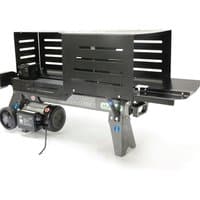 Black Handy 4 Ton Electric Log Splitter with metal guard, sturdy frame, and dual wheels for easy mobility.