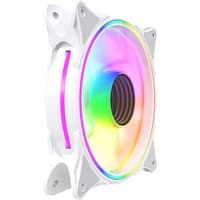 White VIDA Infinity 120mm reverse blade processor fan with RGB lighting and sleek circular design.