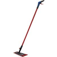 Red Vileda 1-2 Spray Mop with long handle, integrated spray trigger, and flat rectangular cleaning pad.
