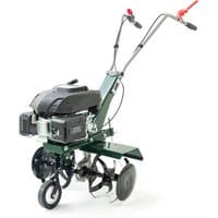 Green and black Webb petrol tiller with 56cm blades, 161CC engine, and self-propelled wheels.