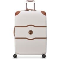 Angora Delsey trolley suitcase with 4 double wheels, brown accents, and telescopic handle, 76cm height, Chatelet Air 2.0 model.