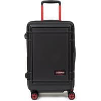 Black Eastpak cabin trolley spinner suitcase with red handle and wheels, 55x35x23 cm, featuring Resist'r Zip design.