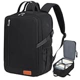 Black Lossga travel backpack, anti-theft design, 40x30x20 cm, with water bottle holder and front zip pocket.