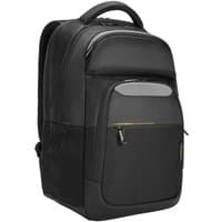 Black Targus CityGear casual backpack with multiple zippered compartments and padded shoulder straps.