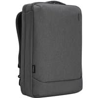Grey Targus Cypress EcoSmart backpack with sleek design, front pocket, and padded shoulder straps.