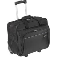 Black Targus TBR003EU laptop trolley case, 16-inch, with telescopic handle, multiple zippered compartments, and wheels.