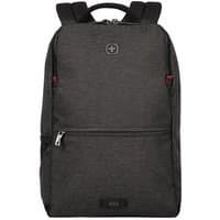 Grey Wenger/SwissGear MX Reload backpack, 14-inch, with front zipper pocket, top handle, and padded shoulder straps.