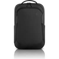 Black Dell EcoLoop backpack with sleek design, front zip pocket, and padded shoulder straps.