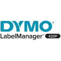 DYMO LabelManager 420P logo with blue text and black oval containing "420P" in white.