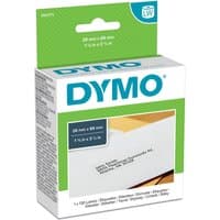 DYMO LW Address Labels box, green and white packaging, 28x89mm size, showing a sample label with text.