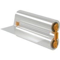 Clear GBC Foton 30 lamination roll, 125 micron gloss, with orange end caps, for refillable cartridge systems.