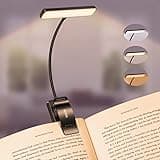Black Gritin book light with 19 LEDs, flexible neck, clip-on base, and three light modes for reading at night.