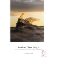 Hahnemühle Bamboo Gloss Baryta Art paper pack, 25 sheets, featuring a wave image on the cover, Natural Line series.