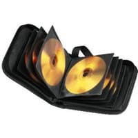 Black Hama CD DVD Blu-ray wallet with nylon exterior, zip closure, and multiple disc sleeves.