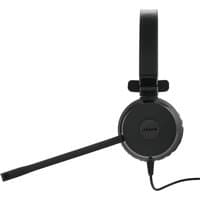 Black Jabra Evolve 30 II wired headset with headband, single ear cup, and adjustable boom microphone.