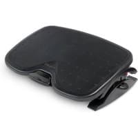 Black Kensington foot rest with textured surface, adjustable height, and tilt mechanism for ergonomic support.