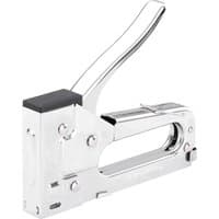 "Chrome Stanley TR45 light duty staple gun with black handle grip and compact design"