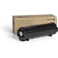 Black Xerox toner cartridge with cylindrical shape, next to a brown branded box.