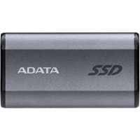 Grey ADATA SE880 2 TB USB Type-C SSD with sleek design and black accents, featuring ADATA and SSD logos on the front.