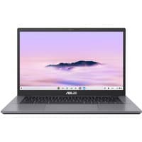 ASUS Chromebook Plus CX34, 14" grey laptop, touchscreen, slim design, full HD display, backlit keyboard.