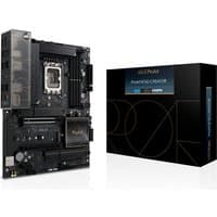 ASUS PROART B760-CREATOR motherboard, black ATX board with silver accents, LGA 1700 socket, next to branded box.