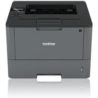 Gray Brother HL-L5000D laser printer, compact design, front paper tray, control panel on top left.
