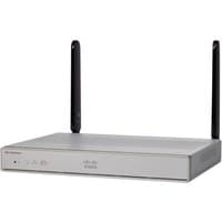 Silver Cisco C1111-8P router with dual antennas, 8-Gigabit Ethernet ports, and sleek rectangular design.