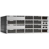 Grey Cisco Catalyst C9300-48P-E network switch with multiple Ethernet ports and PoE capability, stackable design.