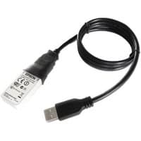 Black USB cable with white Epson C32C891323 printer accessibility adapter, featuring labels and certification marks.