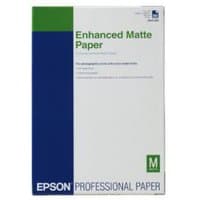 Epson Enhanced Matte Paper pack, DIN A3+, 192g/m², white cover with blue and green accents, 100 sheets.