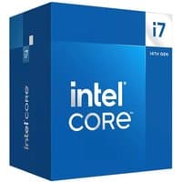 Blue Intel Core i7-14700F processor box with 33 MB Smart Cache, featuring Intel logo and 14th Gen label.