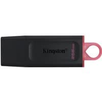 Black Kingston USB 3.2 flash drive with pink loop and Kingston logo.
