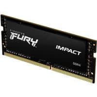 Black Kingston FURY 32GB DDR4 SODIMM RAM with gold contacts and white branding on a sleek black heat spreader.