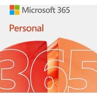 Microsoft 365 Personal software box with colorful geometric design and Microsoft logo on a white background.