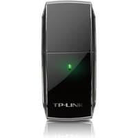 Black TP-Link AC600 USB WiFi adapter with glossy finish and green LED indicator on the front.