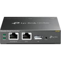 Black TP-Link Omada Cloud Controller OC200 with Ethernet ports, USB port, and LED indicators on front panel.