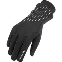 Black Altura Nightvision gloves with white dot pattern, long fingers, insulated, waterproof, Altura logo on wrist.