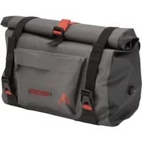 Grey Altura Vortex waterproof handlebar bag, 11L, with roll-top closure, front pocket, and red accents.