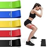 Multicolor Aouplry resistance bands set with 5 levels, skin-friendly, includes green, blue, yellow, red, and black bands.