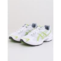 White Asics Gel-1130 trainers with green accents, mesh upper, and cushioned sole, size 6.