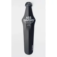 Black Ass Savers Regular rear mudguard with white logo and text, slim and elongated design for bicycle use.