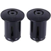 Black BBB BHT-96 ScrewOn End Caps with cylindrical shape and hexagonal center hole, set of two.