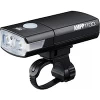 Black Cateye Ampp 1100 front bike light with dual LED bulbs and handlebar mount.