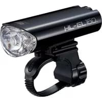 Black Cateye EL-160 LED front bike light with cylindrical body and clear lens, mounted on a black bracket.