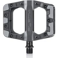Black DMR Flat 4 pedal with wide platform, textured grip, and multiple pins for enhanced traction.