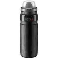 Black Elite Fly Tex MTB water bottle with textured finish and clear cap.